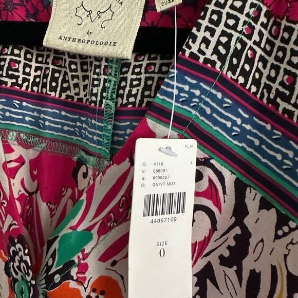 NWT Anthropologie Takato Silk Tunic Women’s Size 0 Green Floral - Picture 9 of 11